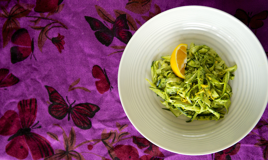 Zoodles with Fresh Garlic & Basil Pesto